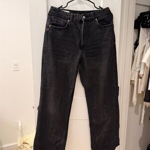 Zara women’s high rise wide leg Black Washed Jeans